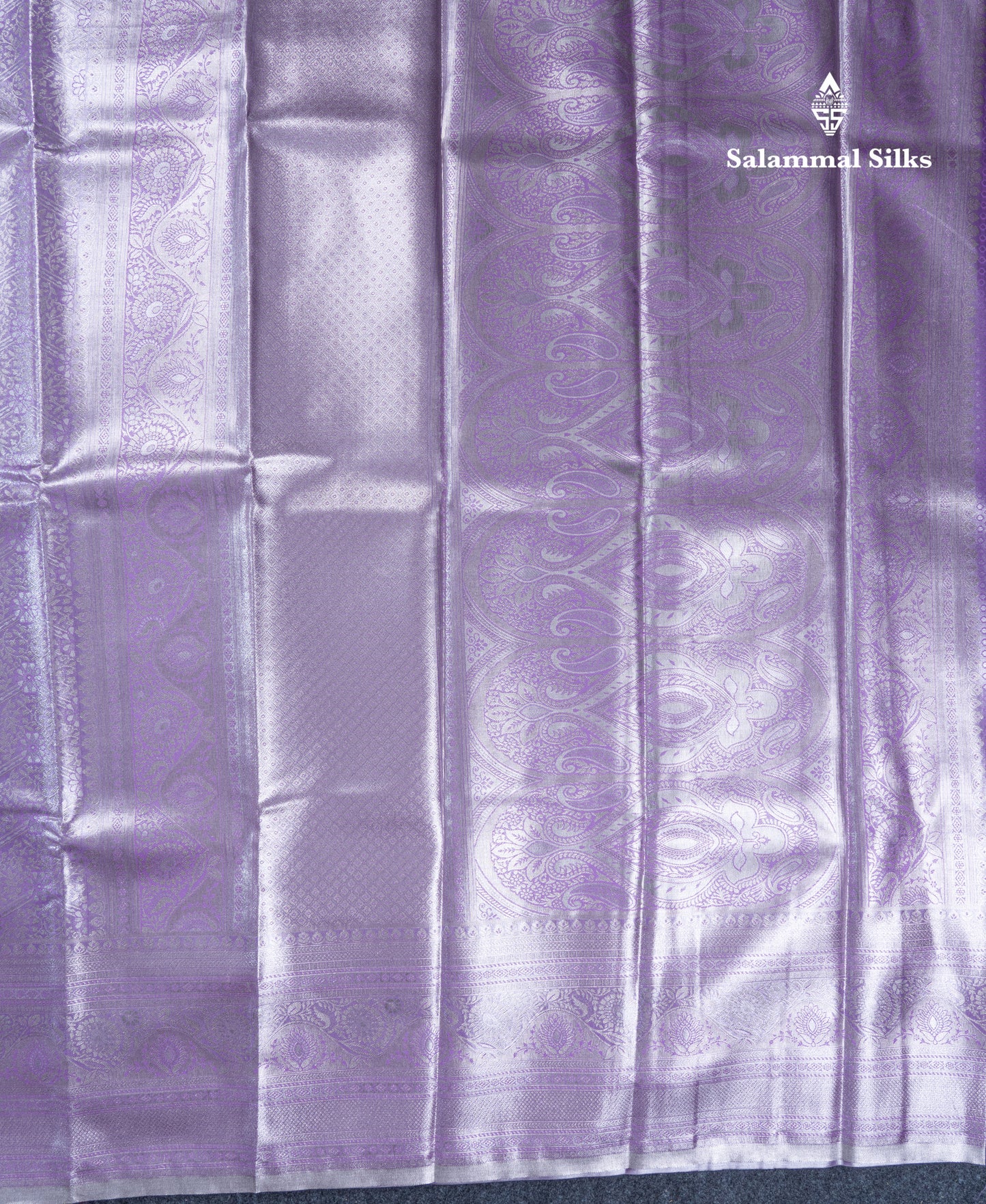 Lavender Bridal Tissue Semi Silk Saree With Traditional Evening Morning Border