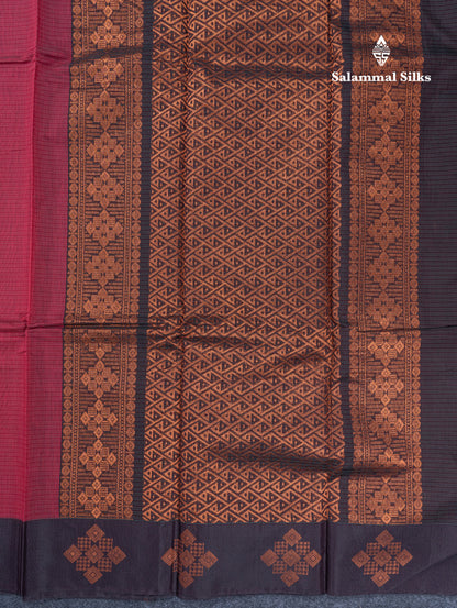 Beautiful Dark Navy Blue Kota Cotton Saree With Contrast Light Maroon Fancy Border