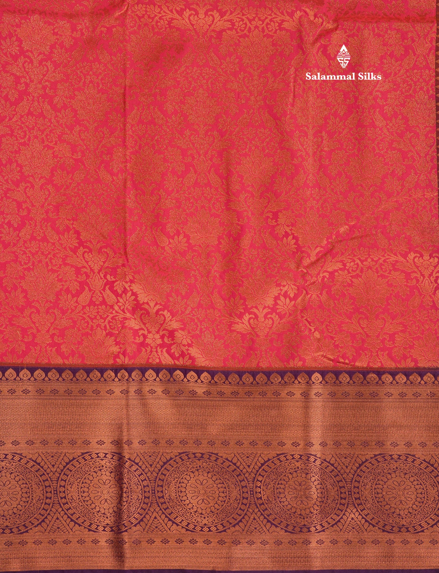 Dark Navy Blue Bridal Semi Silk Saree With Contrast Pink Border