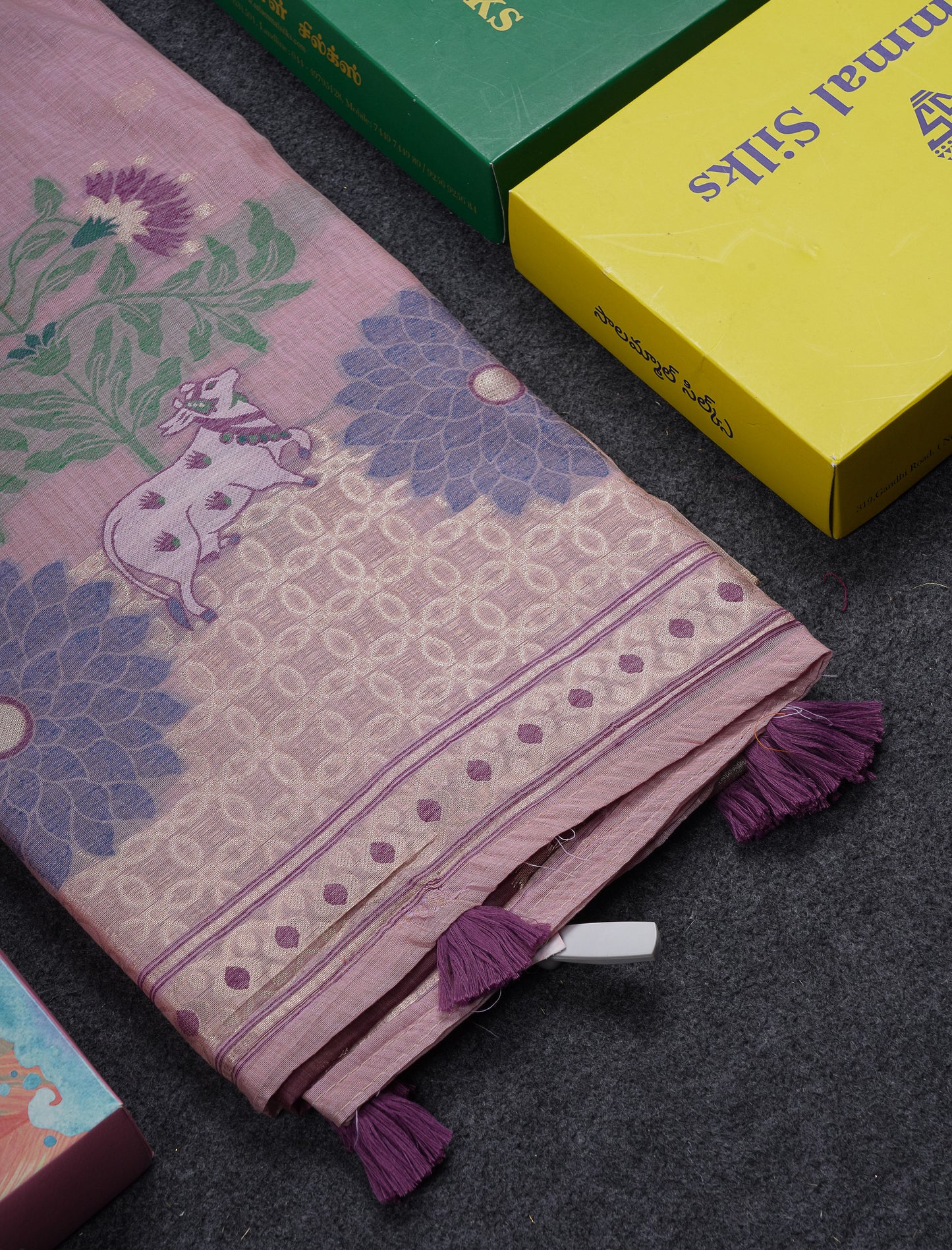 Beautiful Dark Peach Muga Cotton Saree With Contrast Pink Blouse