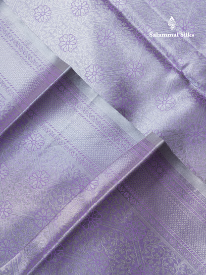 Lavender Bridal Tissue Semi Silk Saree With Traditional Evening Morning Border