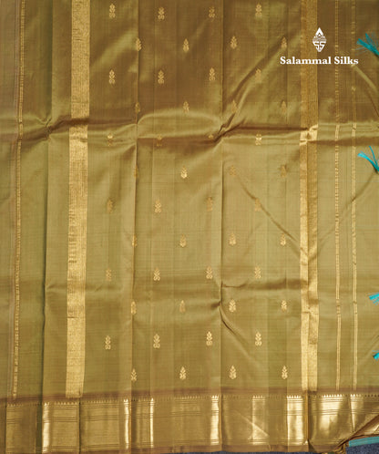 Sky Blue Pure Kanjivaram Silk Saree With Self One Side Border