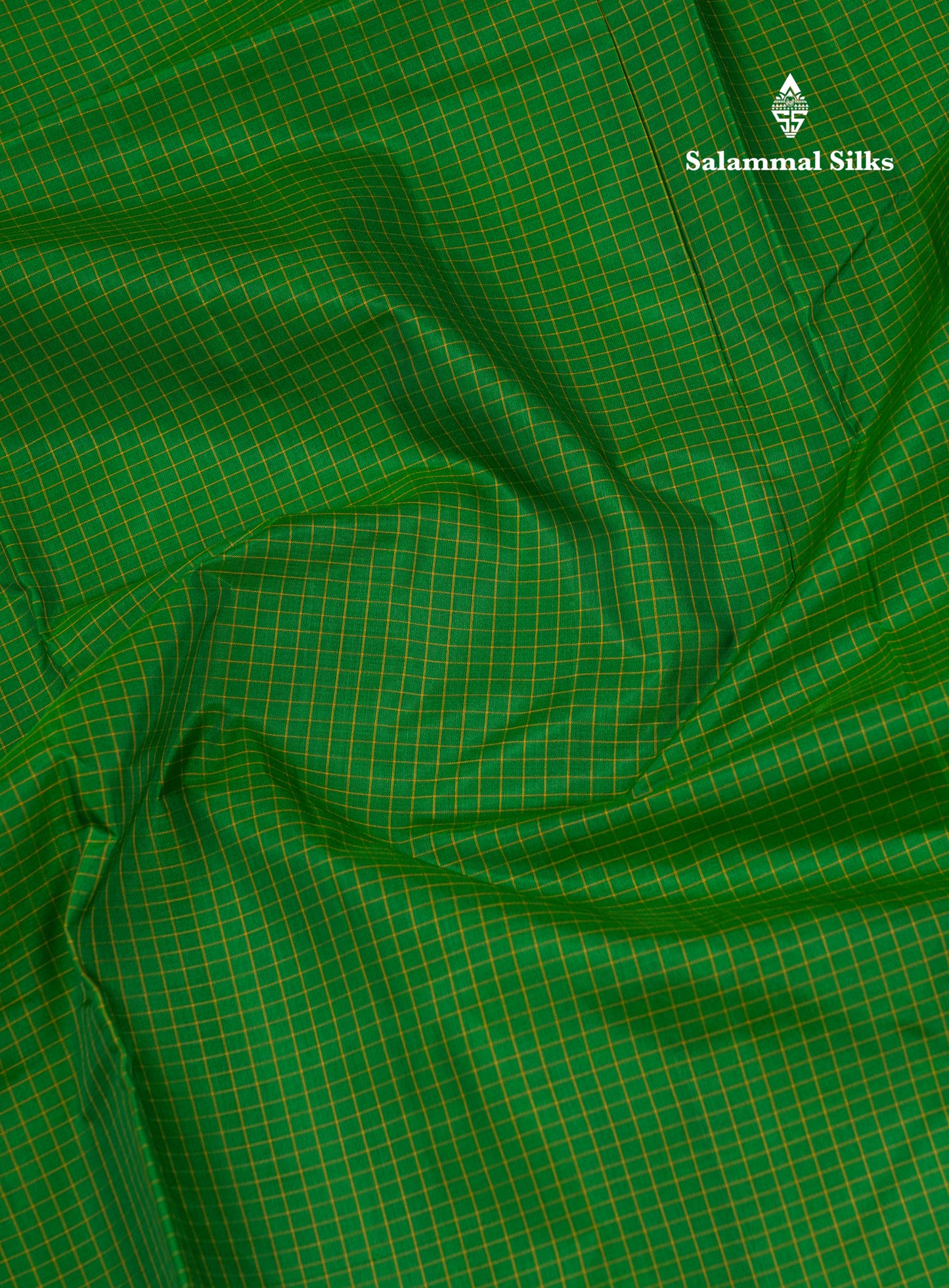 Beautiful 10 Yards Pure Silk Saree Tiny Checks Green with Small Border
