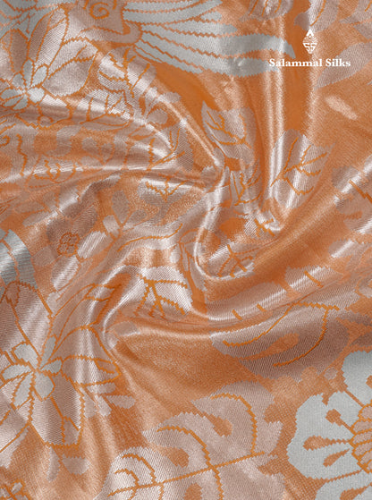Light Chocolate Bridal Semi Silk Saree With Contrast Light Green Evening Morning Border