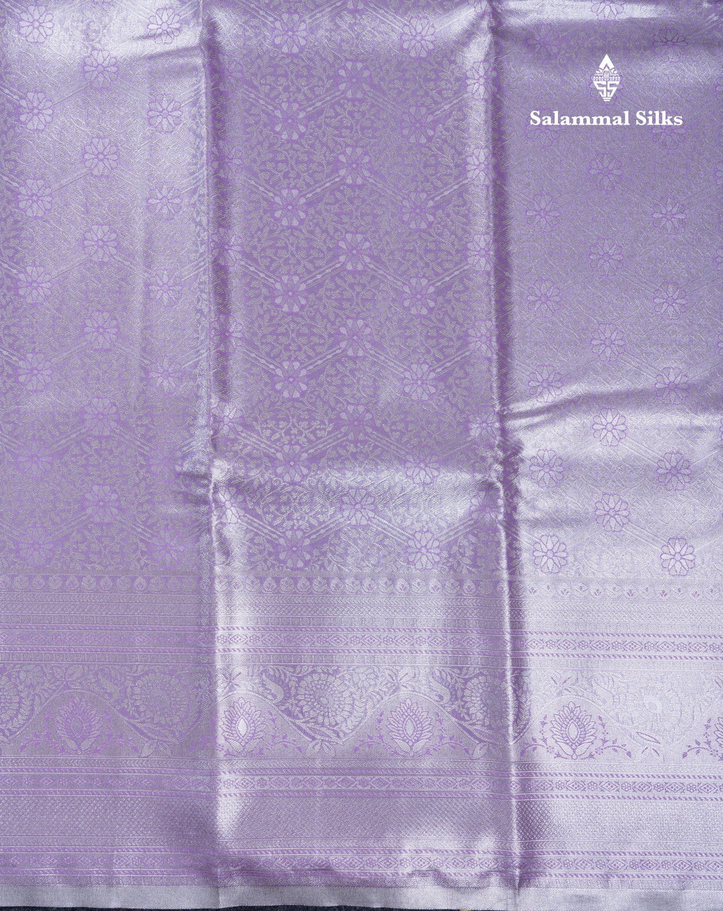 Lavender Bridal Tissue Semi Silk Saree With Traditional Evening Morning Border
