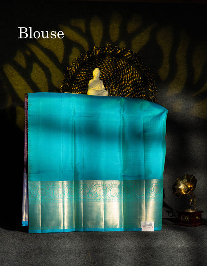 Beautiful Pure Silk Pattu Pavadai (Dark Navy Blue) With Contrast Sapphire Blue Blouse 36"