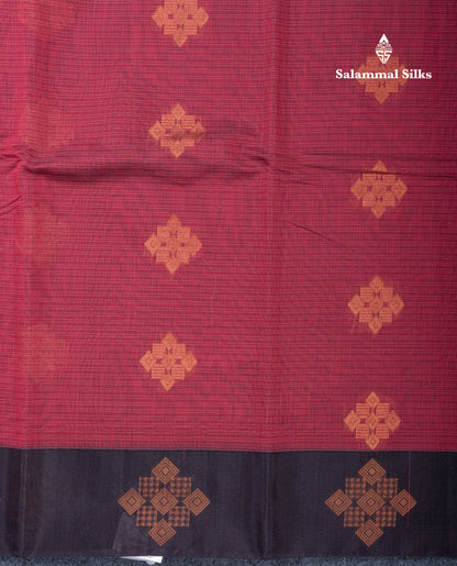 Beautiful Dark Navy Blue Kota Cotton Saree With Contrast Light Maroon Fancy Border