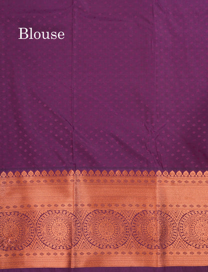 Dark Navy Blue Bridal Semi Silk Saree With Contrast Pink Border
