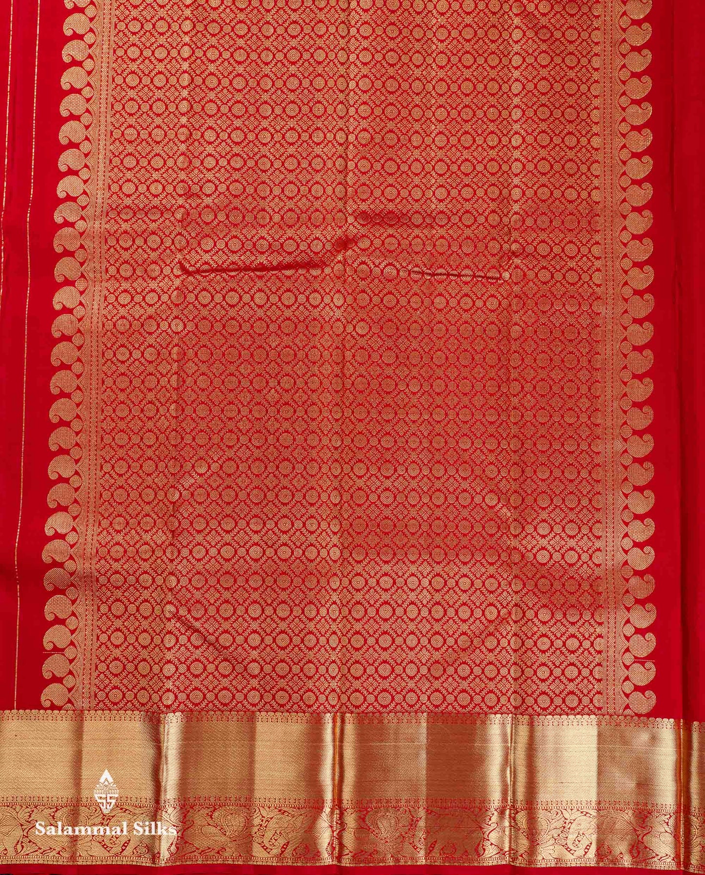 Beautiful Chilly Red Pure Kanjivaram Silk Saree With Traditional Evening Morning Border