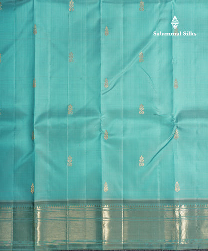 Sky Blue Pure Kanjivaram Silk Saree With Self One Side Border