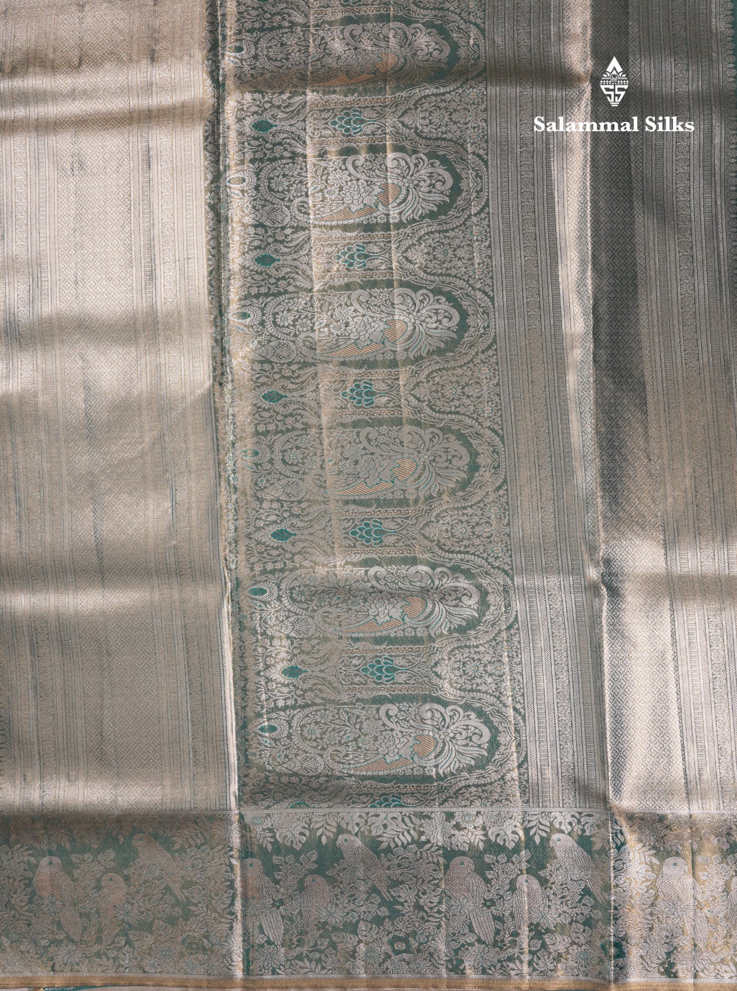 Light Chocolate Bridal Semi Silk Saree With Contrast Light Green Evening Morning Border