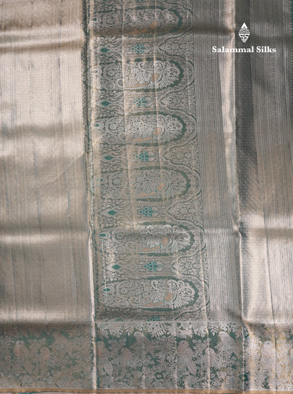 Light Chocolate Bridal Semi Silk Saree With Contrast Light Green Evening Morning Border