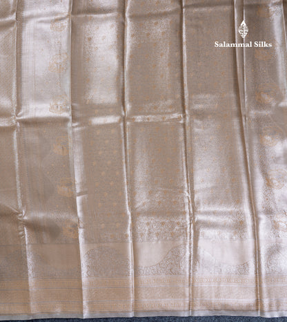 Light Chocolate Bridal Tissue Semi Silk Saree With Traditional Evening Morning Border