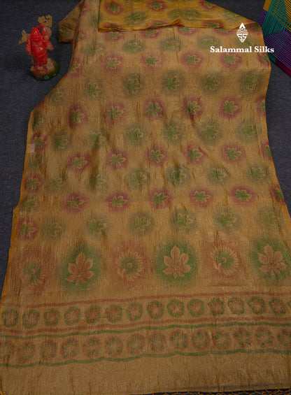 Premium Orange Tissue Crush Fancy Saree With Blouse