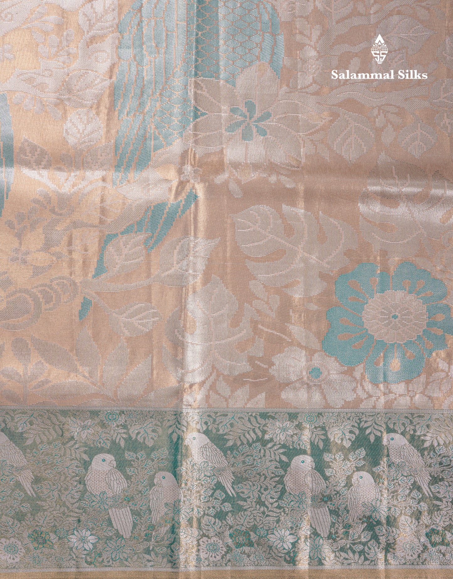 Light Chocolate Bridal Semi Silk Saree With Contrast Light Green Evening Morning Border