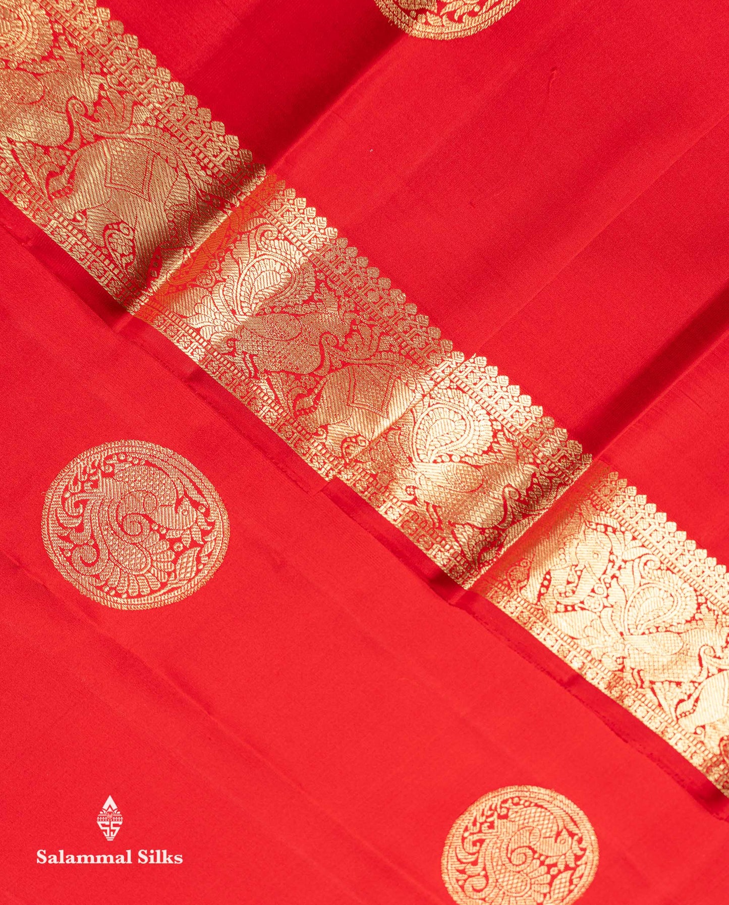 Beautiful Chilly Red Pure Kanjivaram Silk Saree With Traditional Evening Morning Border