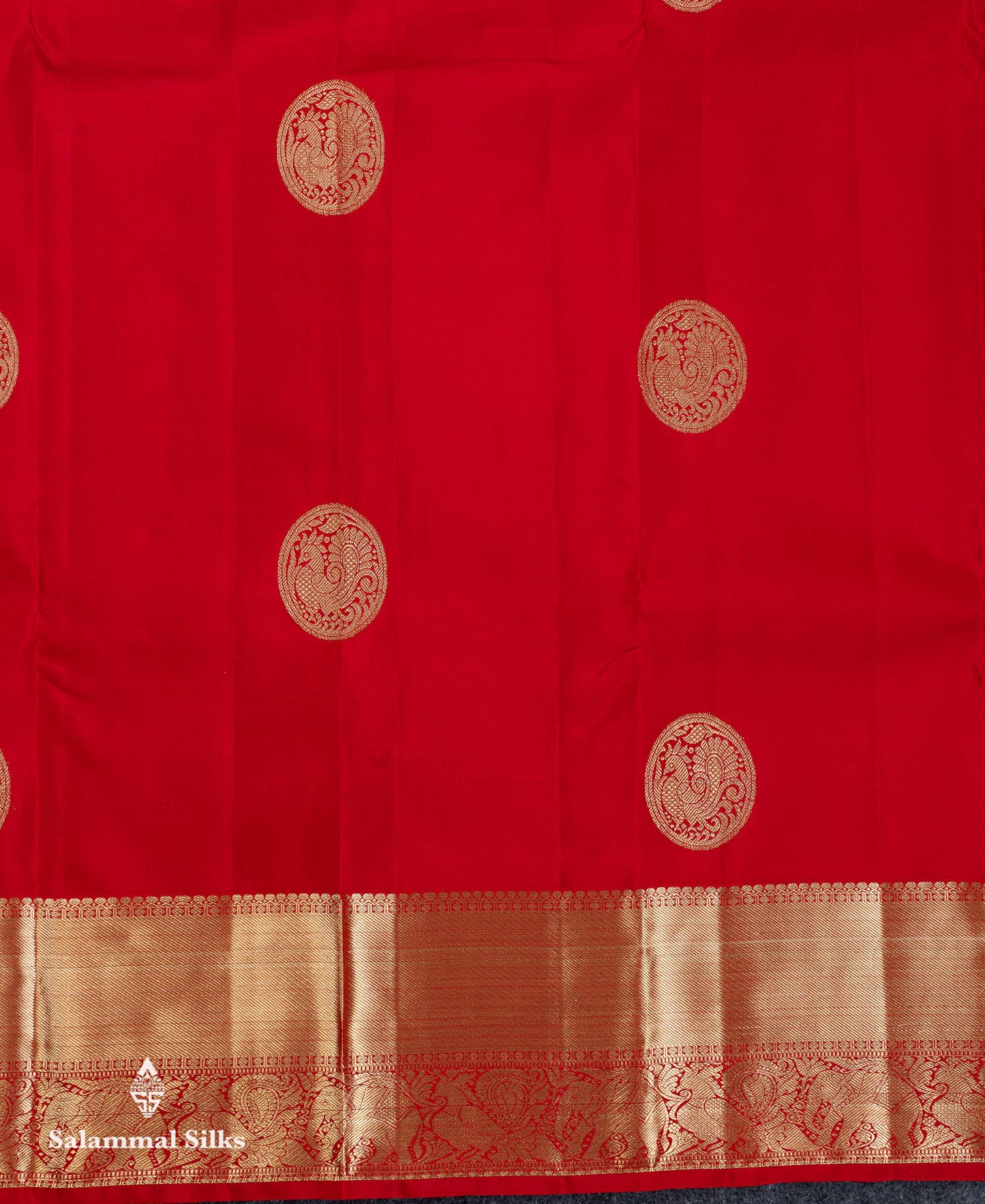 Beautiful Chilly Red Pure Kanjivaram Silk Saree With Traditional Evening Morning Border