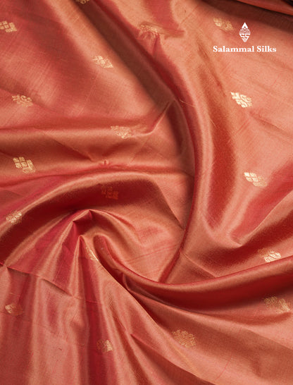 Brown Pure Kanjivaram Silk Saree With One Side Contrast Mustard Yellow Border