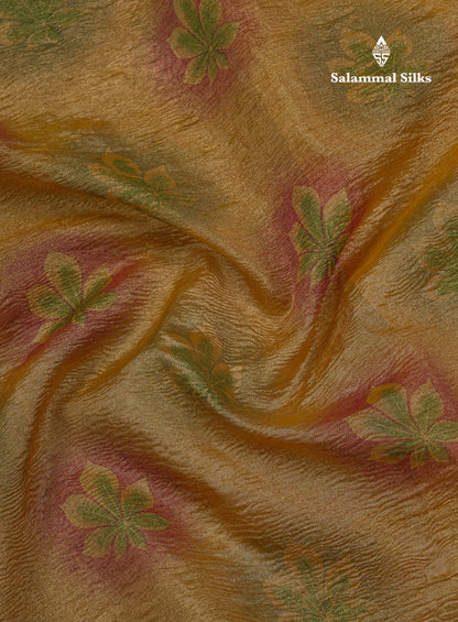 Premium Orange Tissue Crush Fancy Saree With Blouse