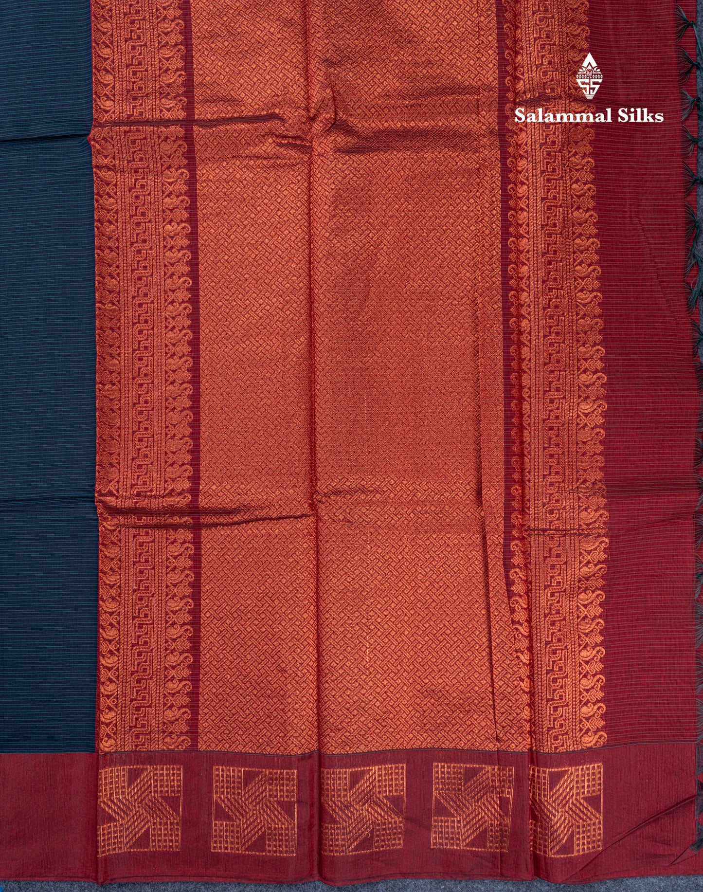 Beautiful Dark Navy Blue Kota Cotton Saree With Contrast Light Maroon Fancy Border