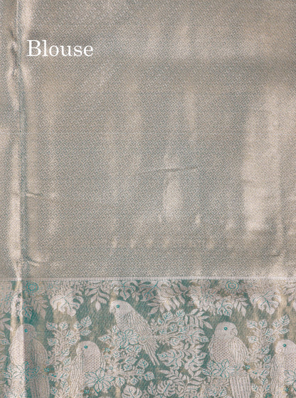 Light Chocolate Bridal Semi Silk Saree With Contrast Light Green Evening Morning Border