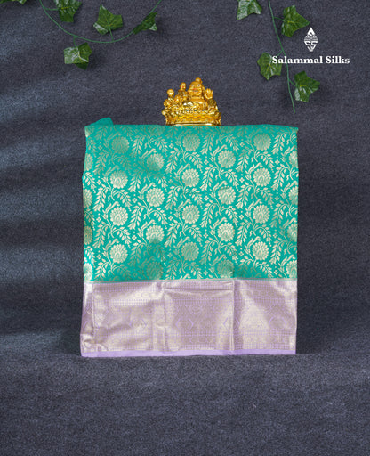 Semi Silk Pattu Pavadai ( Sapphire Green ) With Lavender Blouse 21"