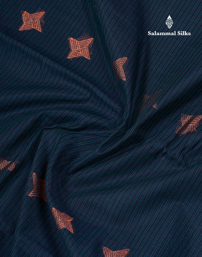 Beautiful Dark Navy Blue Kota Cotton Saree With Contrast Light Maroon Fancy Border