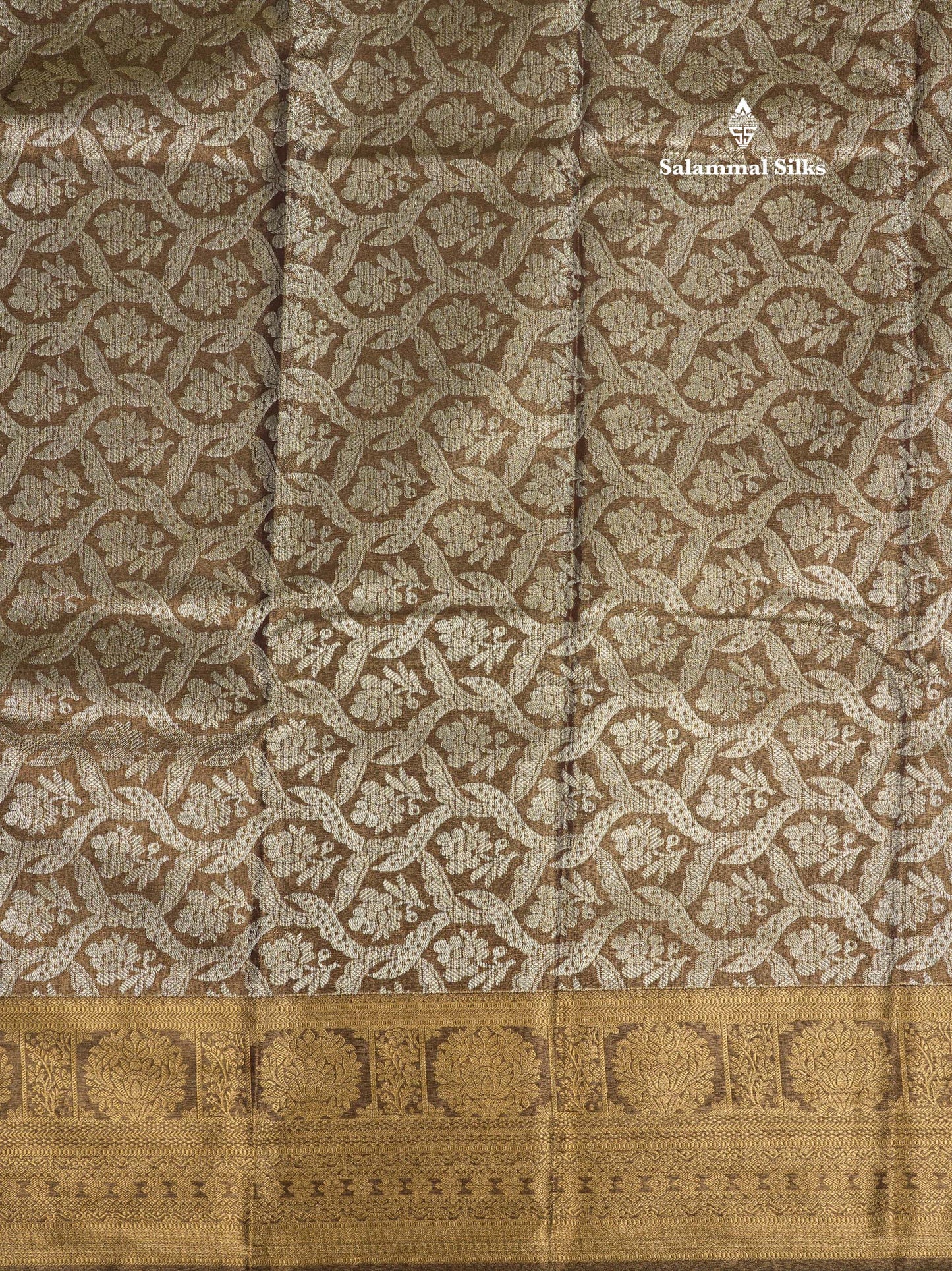 Brown Tissue Bridal Semi Silk Saree With Self Border