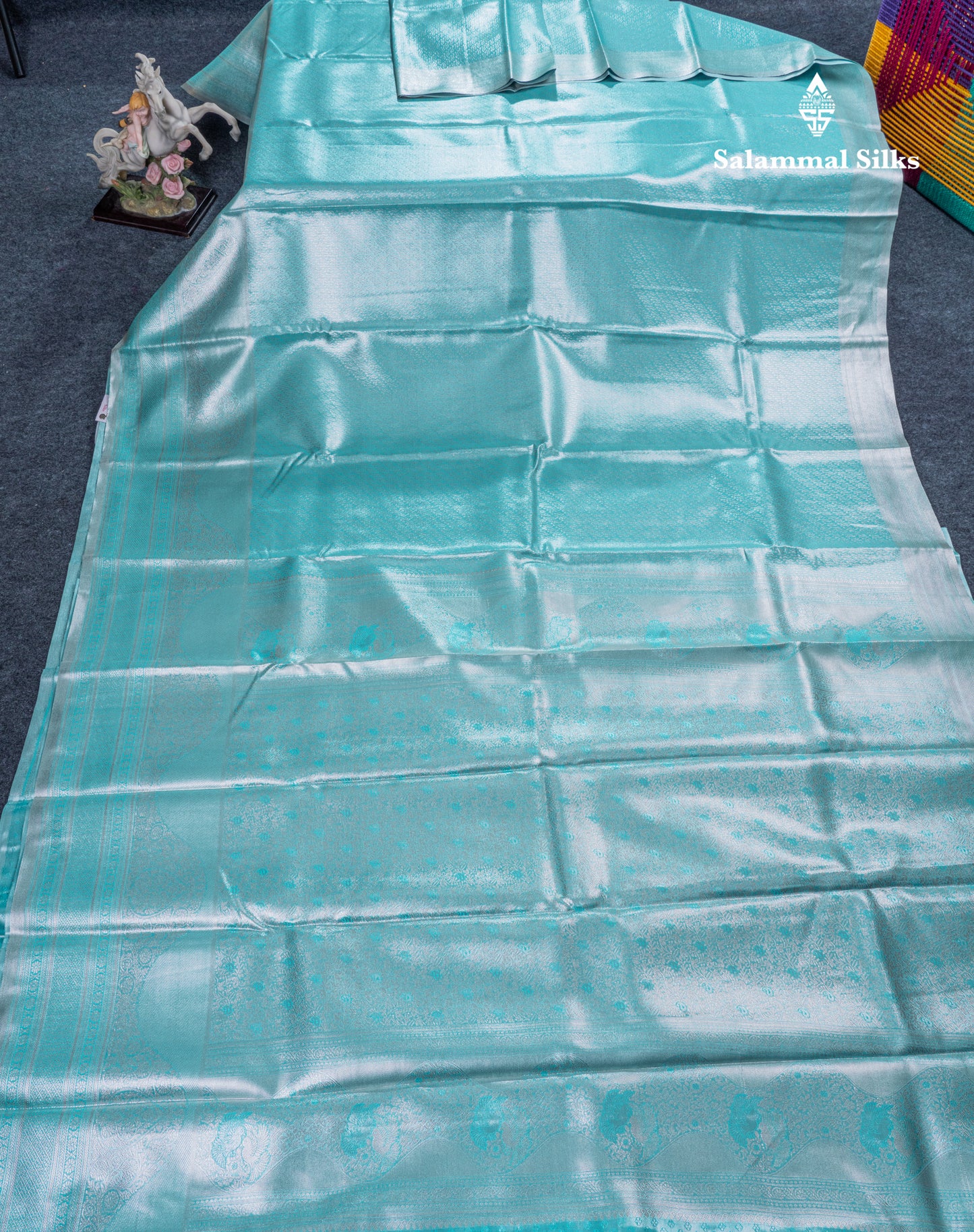 Light Chocolate Bridal Tissue Semi Silk Saree With Traditional Evening Morning Border