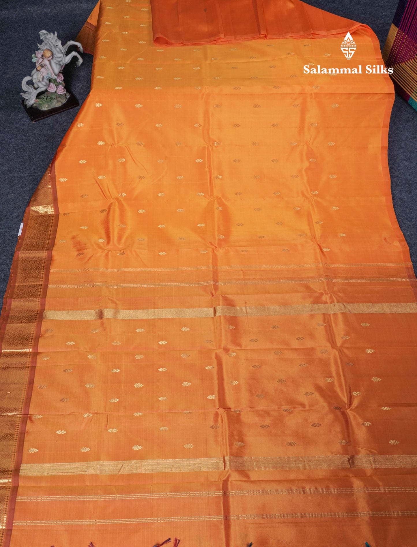 Mango Yellow Pure Kanjivaram Silk Saree With Contrast Chocolate One Side Border