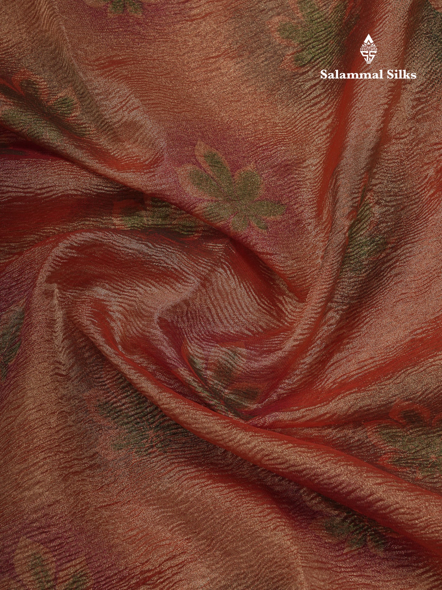 Premium Orange Tissue Crush Fancy Saree With Blouse