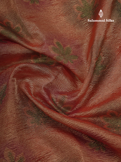 Premium Orange Tissue Crush Fancy Saree With Blouse