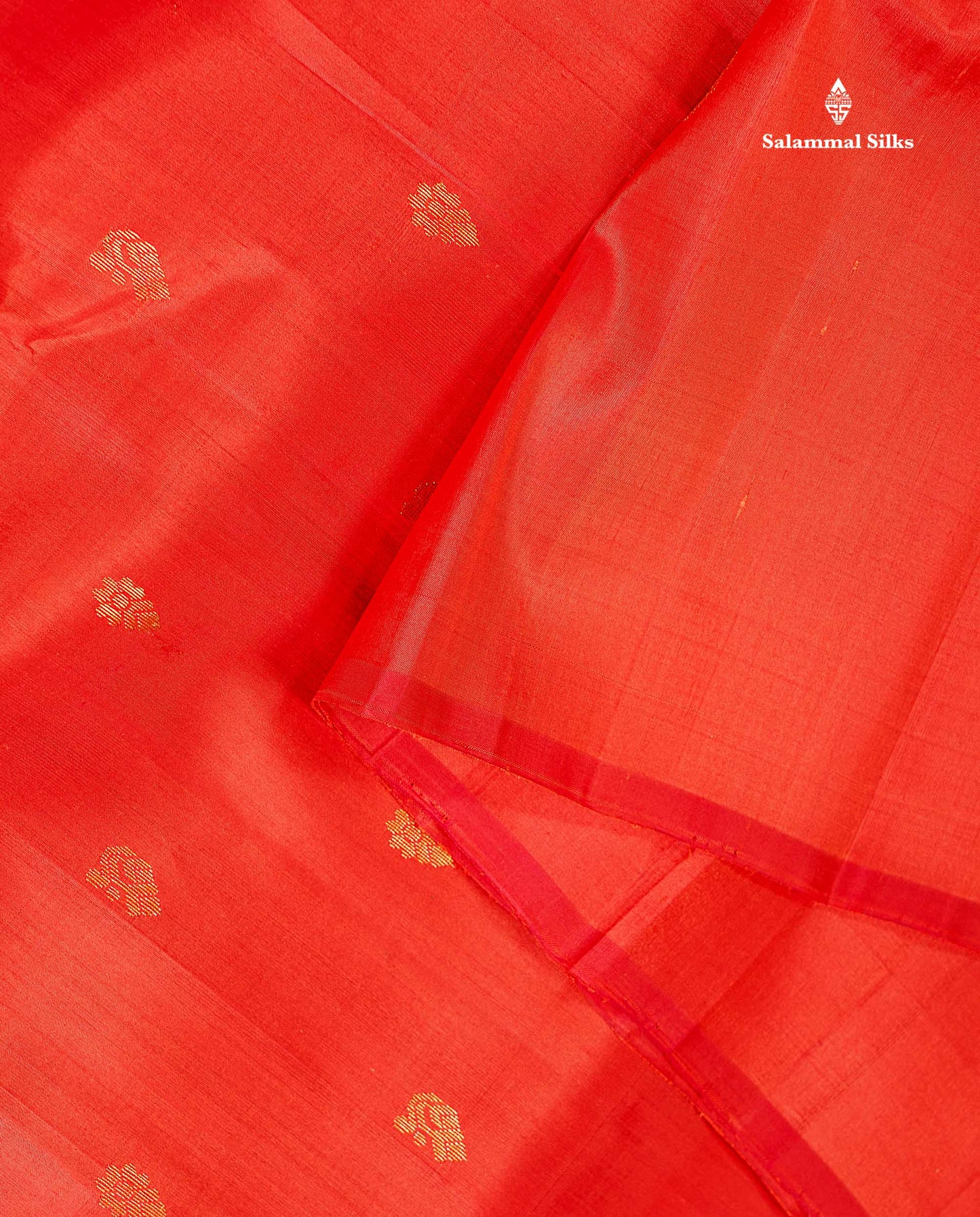 One Side Border Pure Silk Saree - Dual Tone Orange Zari Butta With Contrast Purple Traditional Border