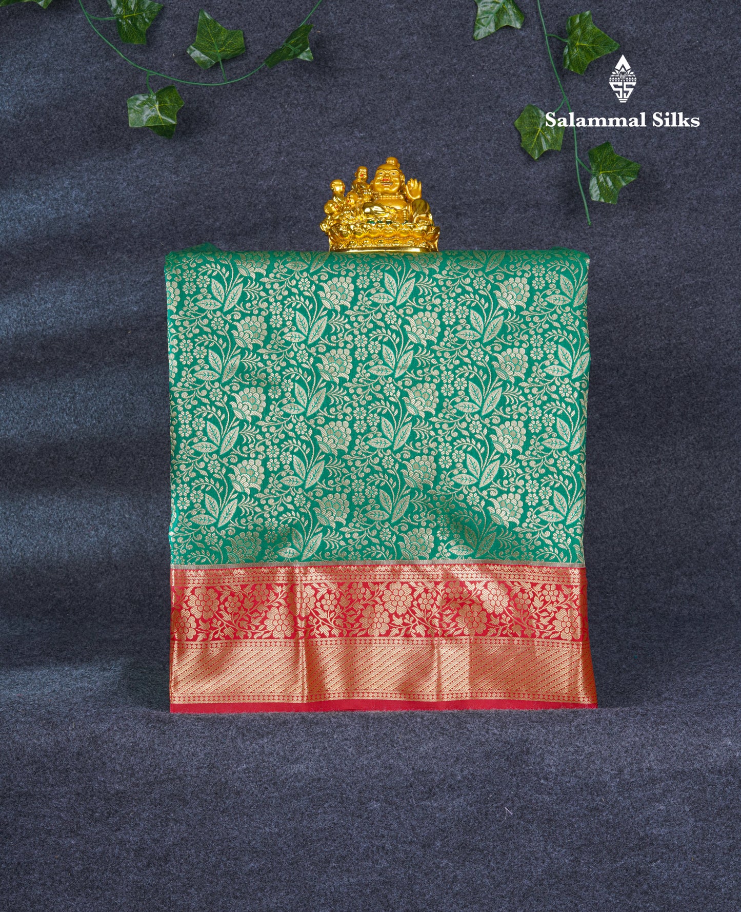 Semi Pattu Pavadai ( Bottle Green ) With Chilly Red Blouse 21"