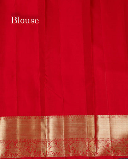 Beautiful Chilly Red Pure Kanjivaram Silk Saree With Traditional Evening Morning Border