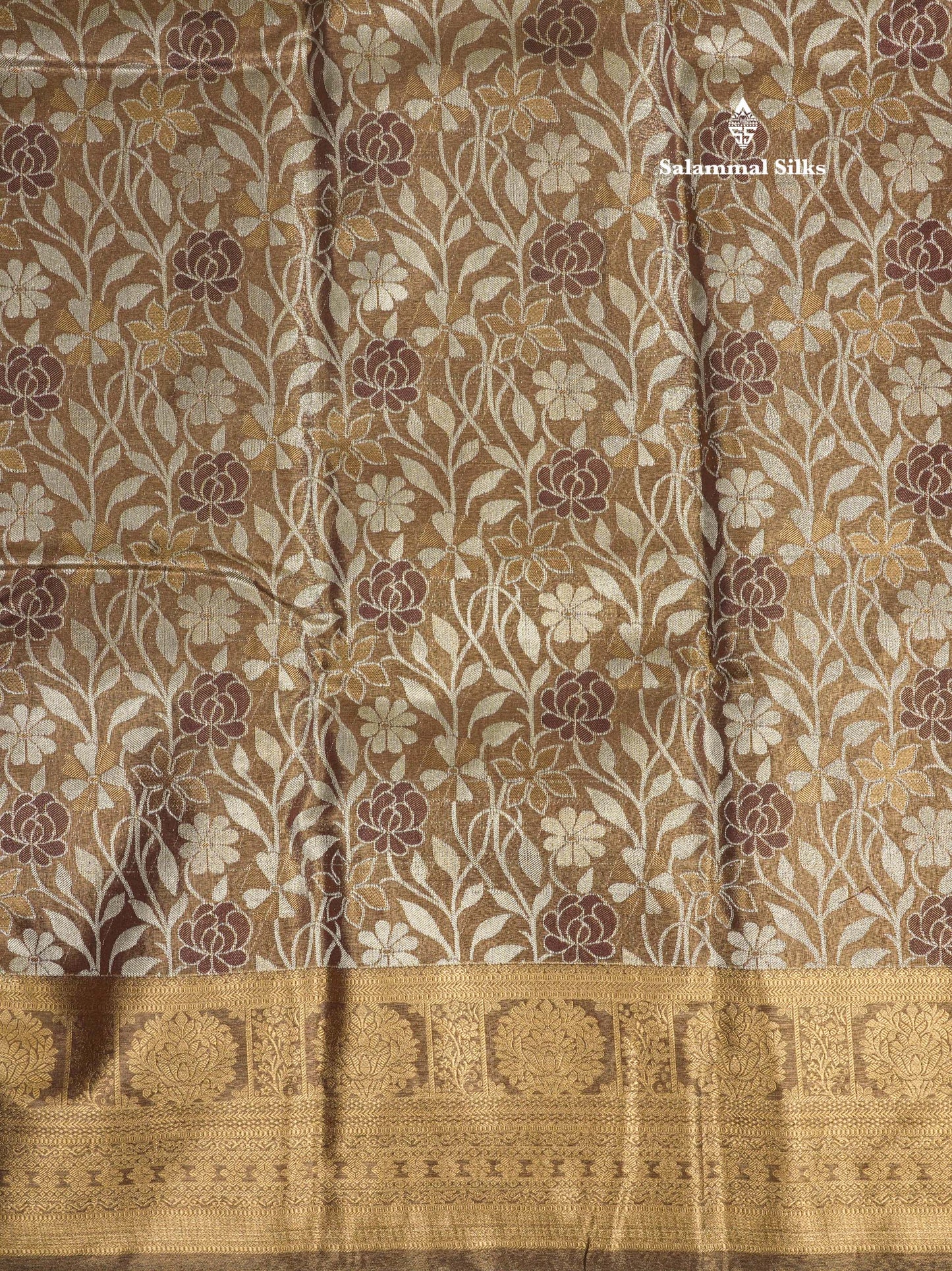 Brown Tissue Bridal Semi Silk Saree With Self Border