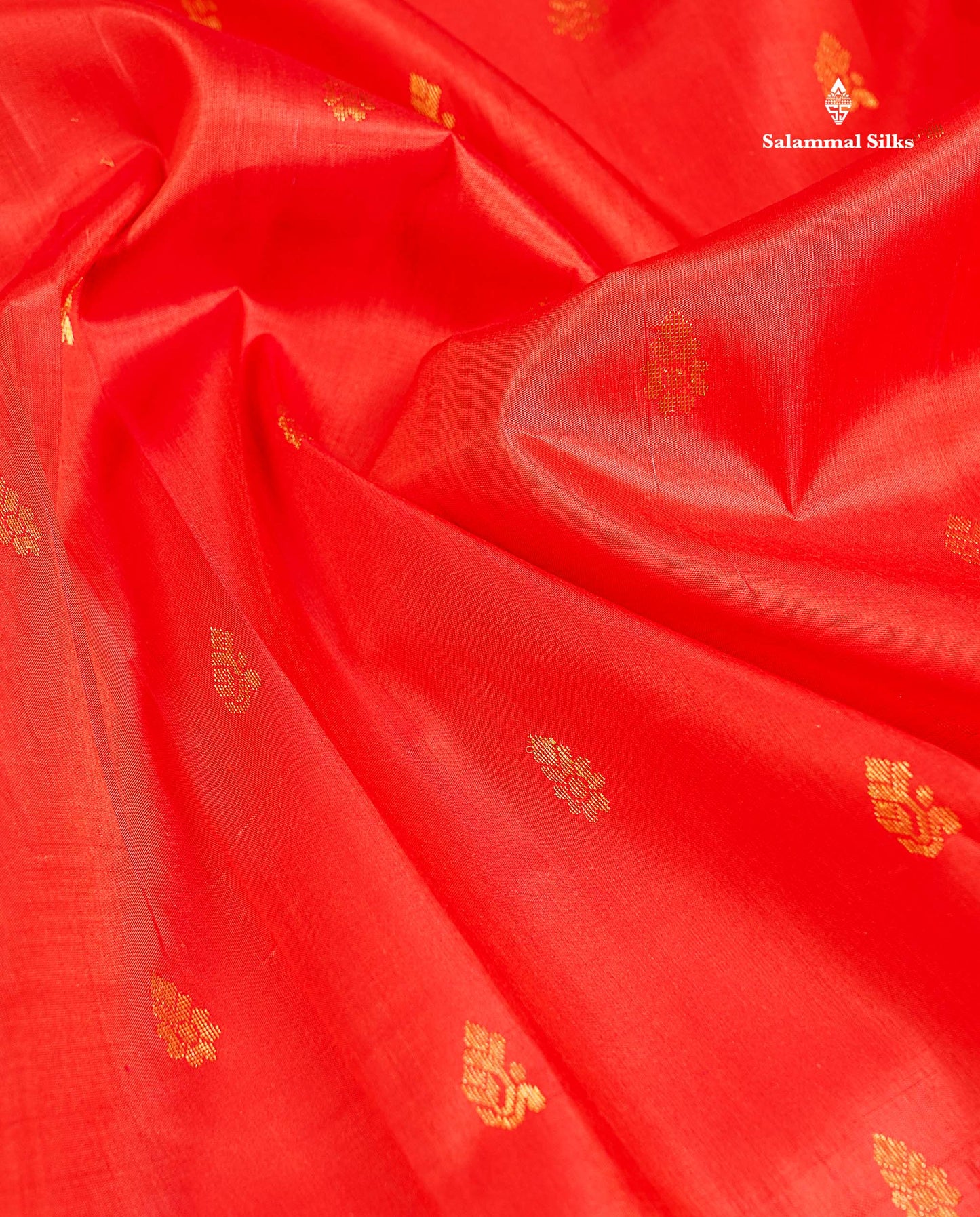 One Side Border Pure Silk Saree - Dual Tone Orange Zari Butta With Contrast Purple Traditional Border