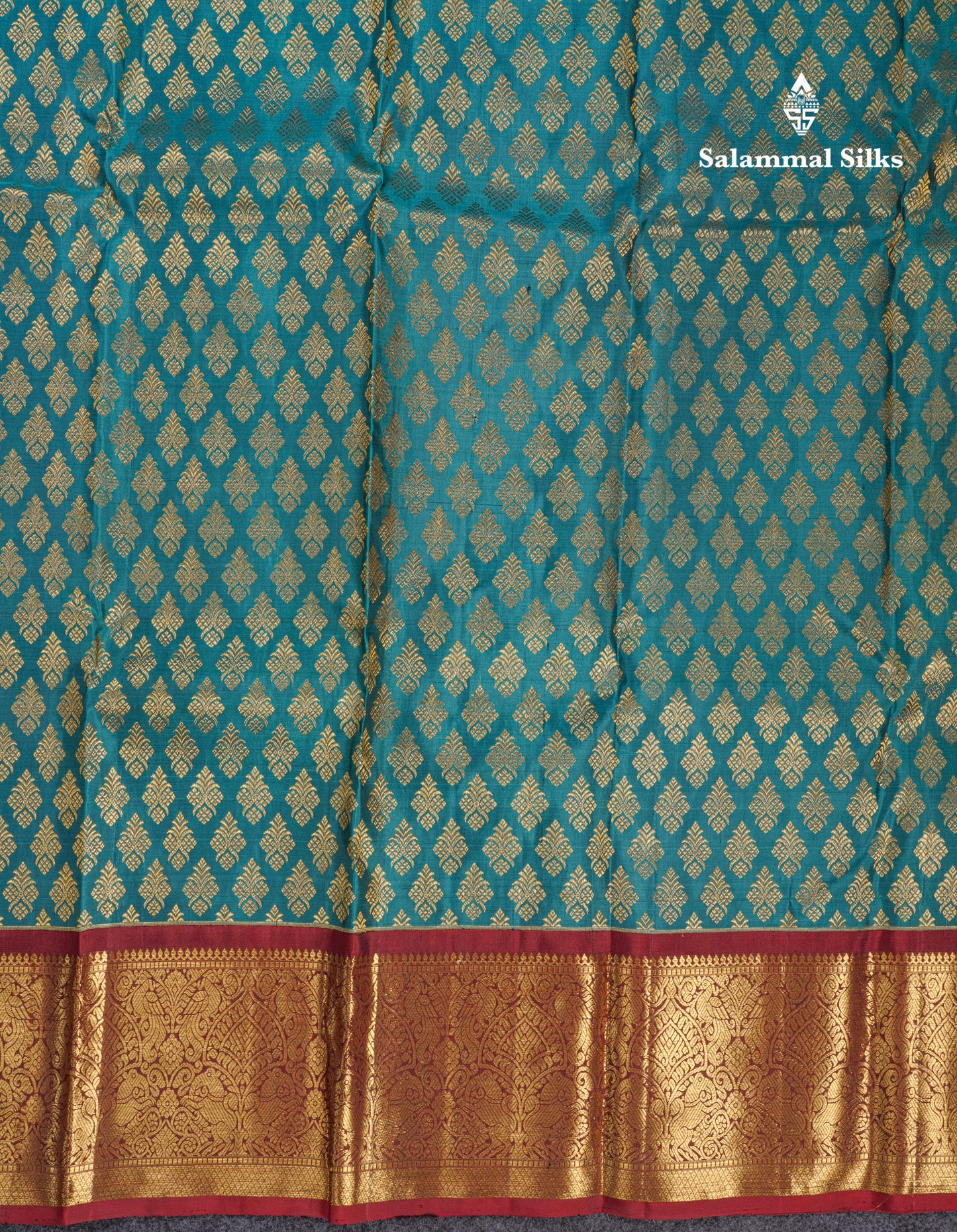 Ramar Blue Beautiful Bridal Pure Kanjivaram Silk Saree With Maroon Border
