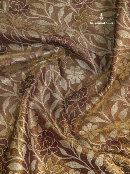 Brown Tissue Bridal Semi Silk Saree With Self Border
