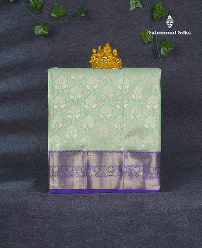 Semi Pattu Pavadai ( Light Green ) With Violet Blouse 21"
