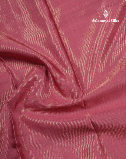 Pinkish Maroon Vairaoosi Lines Pure Kanjivaram Silk Saree With Contrast Dark Brown Traditional Rettapet Border