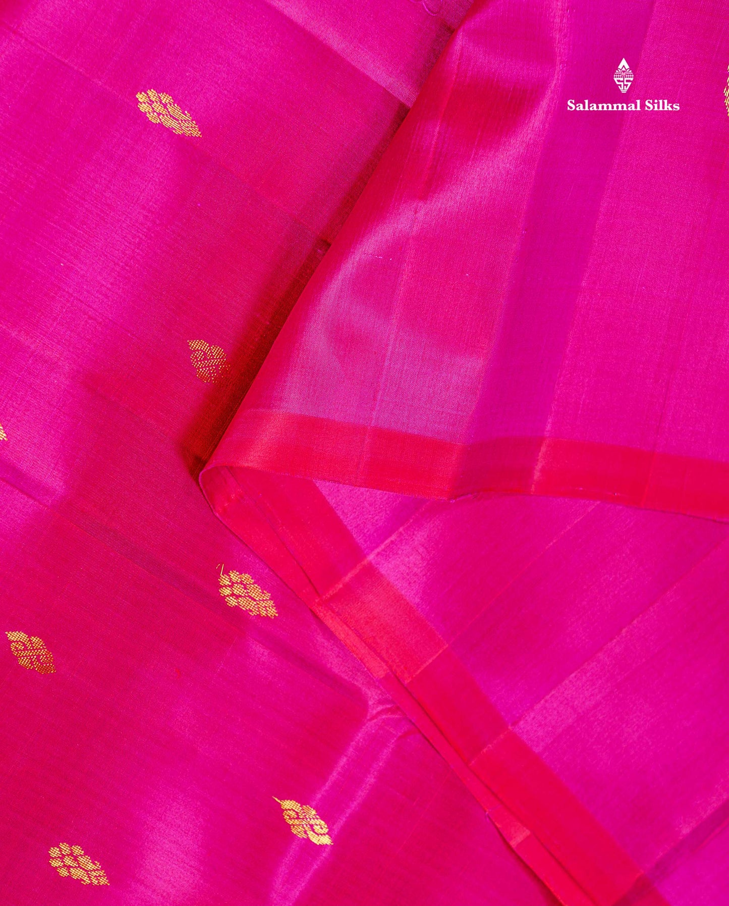One Side Border Pure Silk Saree - Dual Tone Pink Zari Butta With Contrast Mustard Yellow Traditional Border
