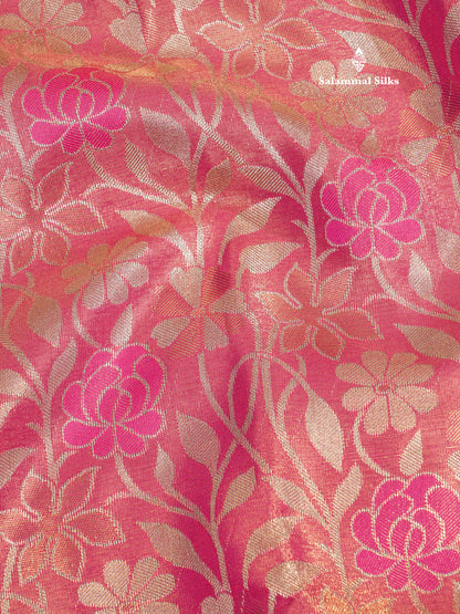 Brown Tissue Bridal Semi Silk Saree With Self Border