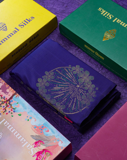 Beautiful Navy Blue Fancy Pure Kanjivaram Silk Saree With Contrast Pink Blouse