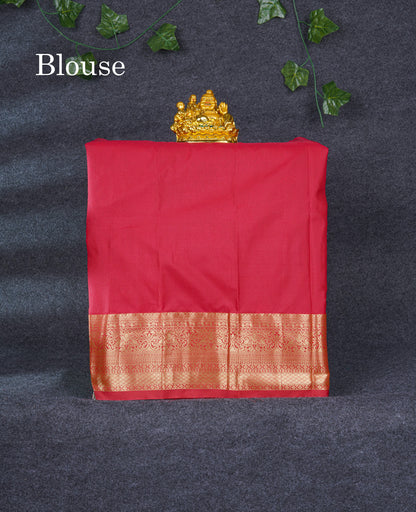 Semi Silk Pattu Pavadai (Parrot Green) With Chilly Red Blouse 21"