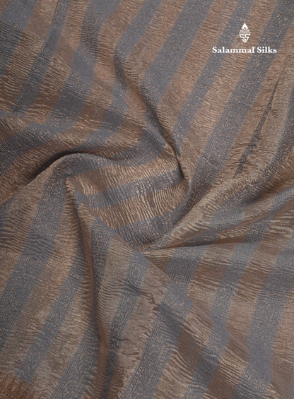 Premium Sandal Tissue Crush Fancy Saree With Traditional Border