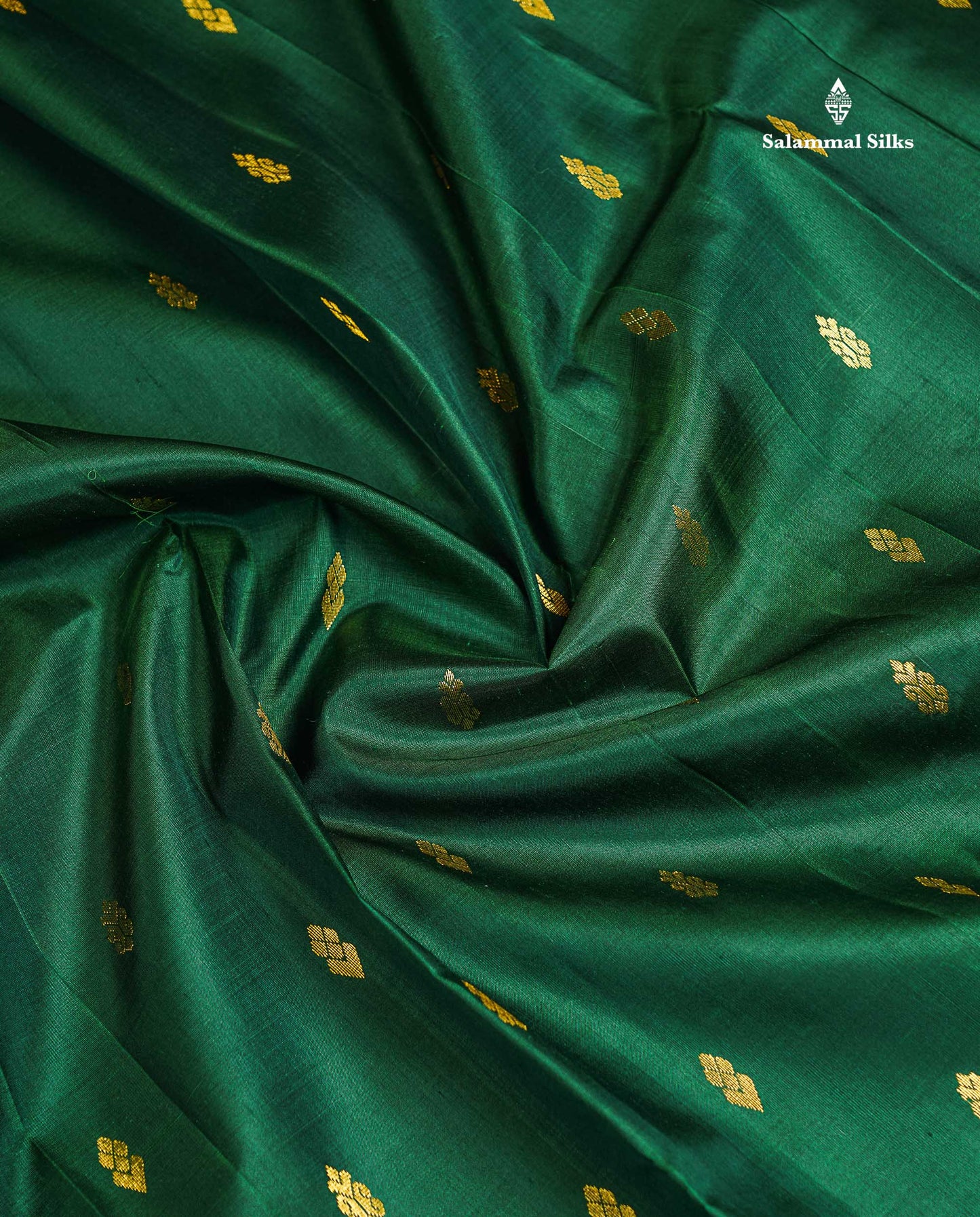 One Side Border Pure Silk Saree - Bottle Green Zari Butta With Contrast Magenta Traditional Border