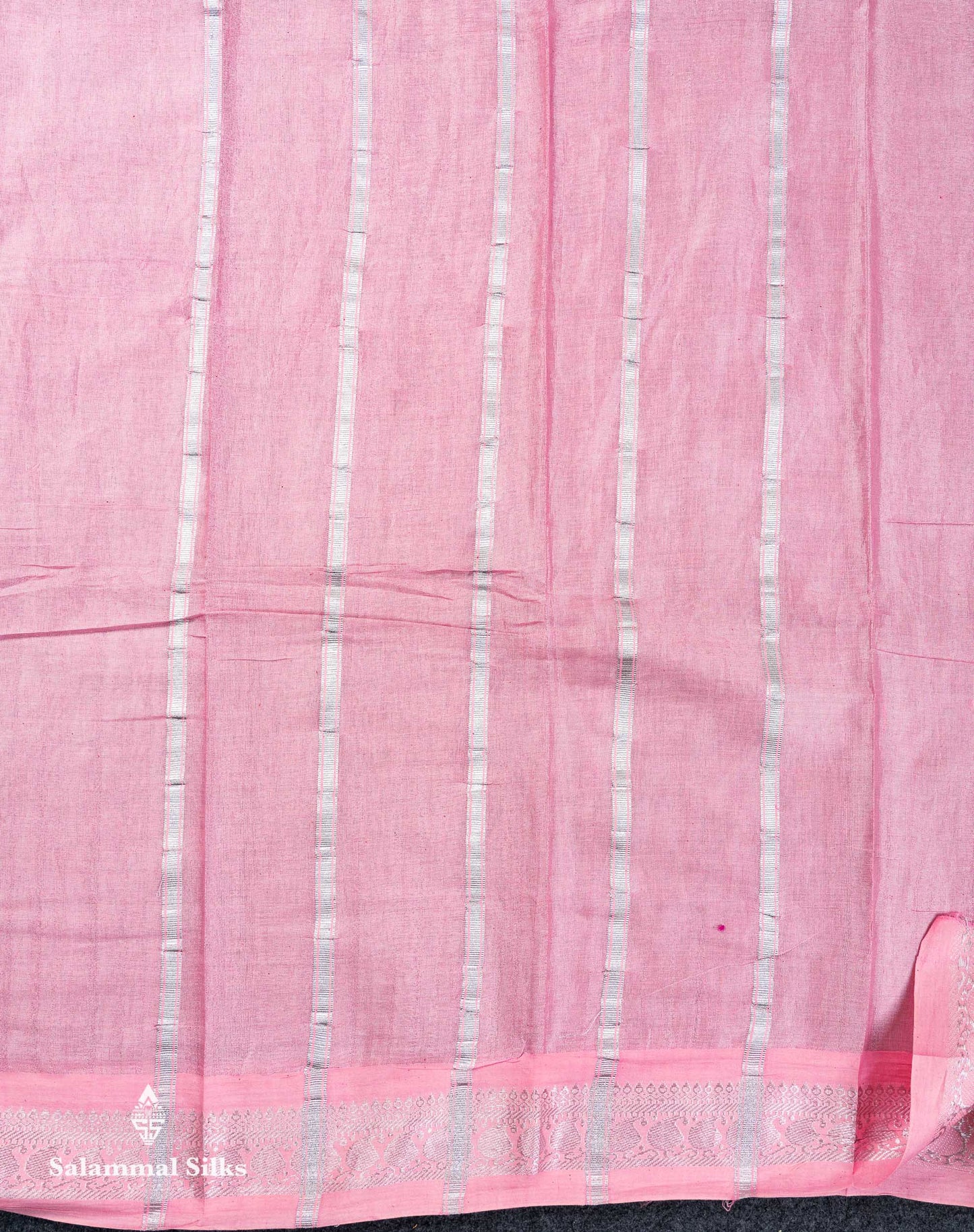 Stunning Pastel Violet Tissue Sungudi Cotton Saree With Small Traditional Silver Zari Border
