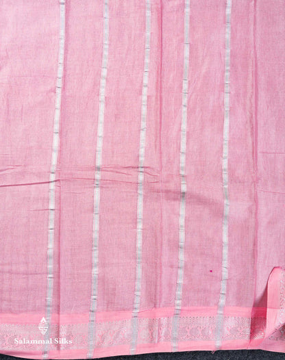 Stunning Pastel Violet Tissue Sungudi Cotton Saree With Small Traditional Silver Zari Border