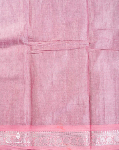 Stunning Pastel Violet Tissue Sungudi Cotton Saree With Small Traditional Silver Zari Border